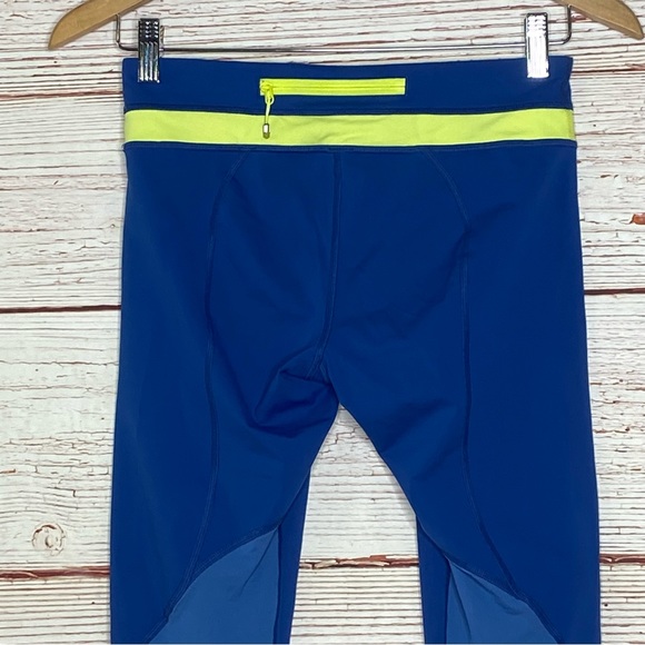 Lululemon Run Inspire Crop II in Limitless Blue/Clarity Yellow Sz 6 - Picture 11 of 14